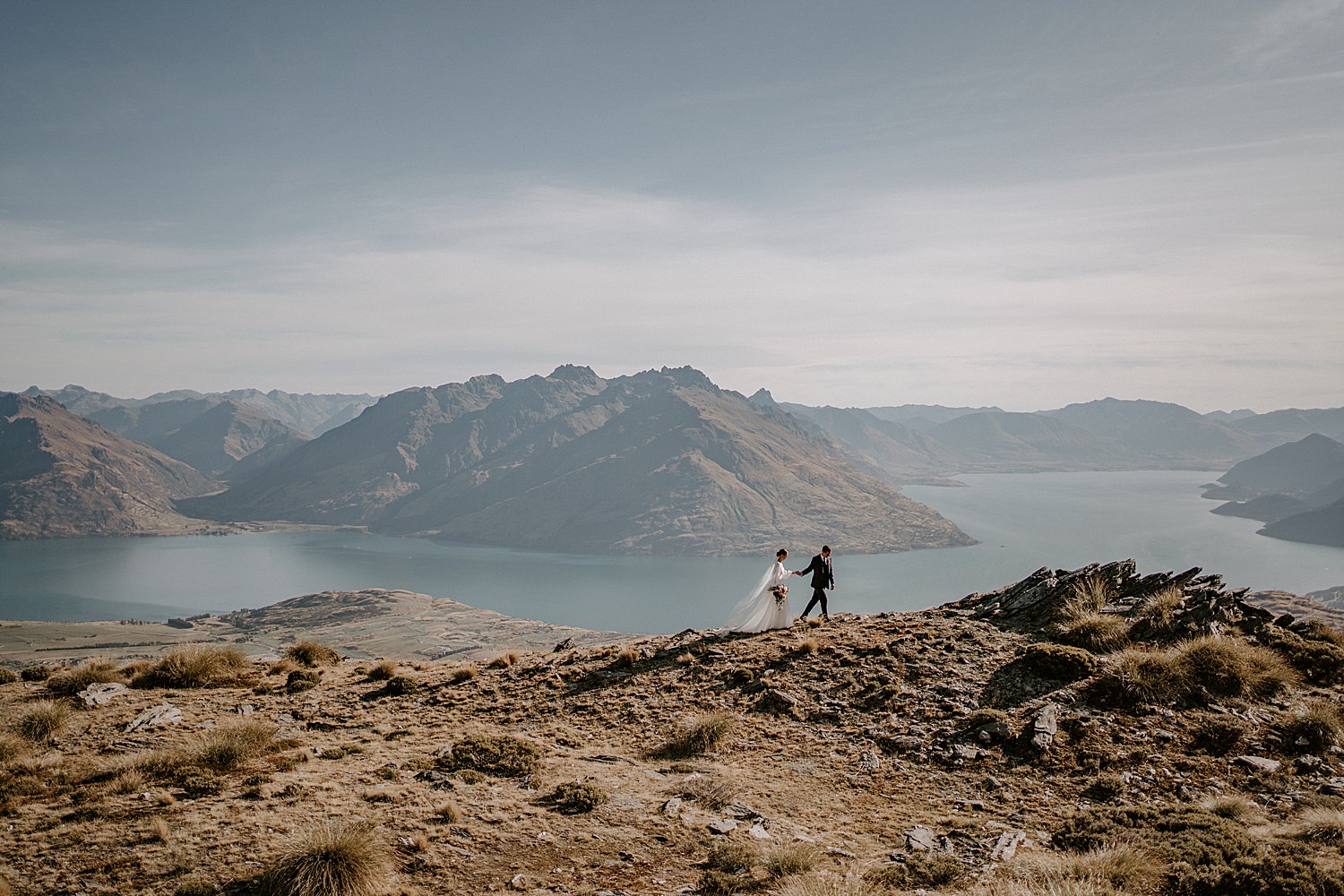 Couple getting eloped in Queenstown on the Remarkables Mountain Range